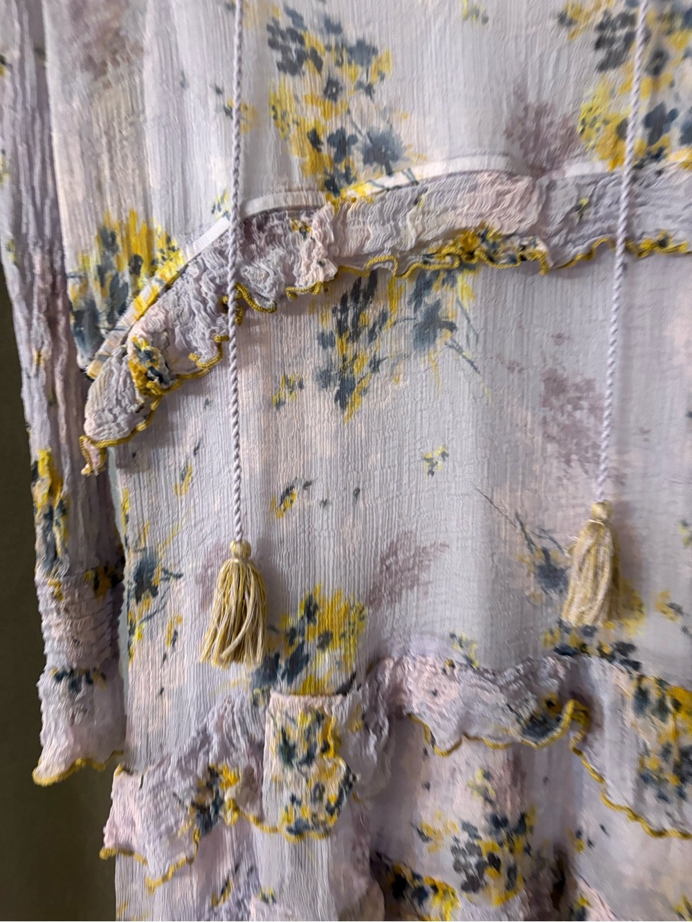 Sundance Lavender Floral Tiered Midi Dress with Yellow Accents - Picture 3 of 8